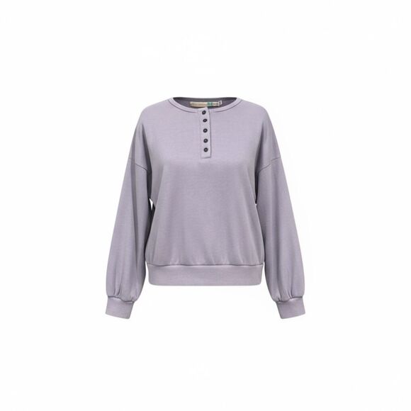 Vintage Havana Lavender Ribbed Henley Sweatshirt – Girls’ Size L (14) - Picture 1 of 5